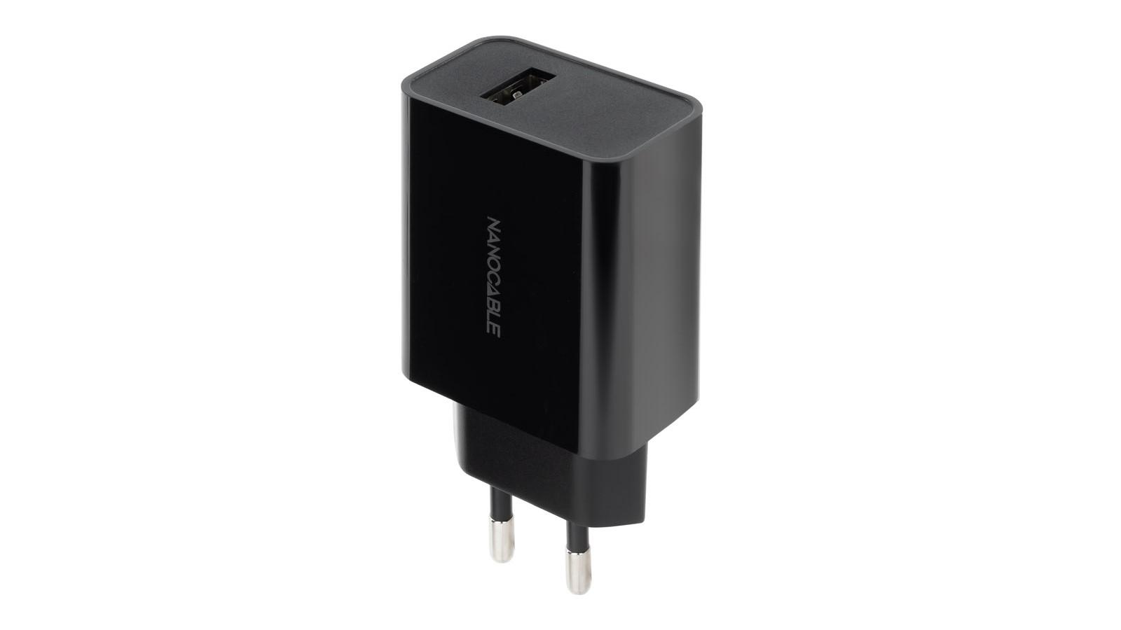 CARGADOR DE PARED NANOCABLE 1 PUERTO USB A 5V 2.1A COLOR NEGRO