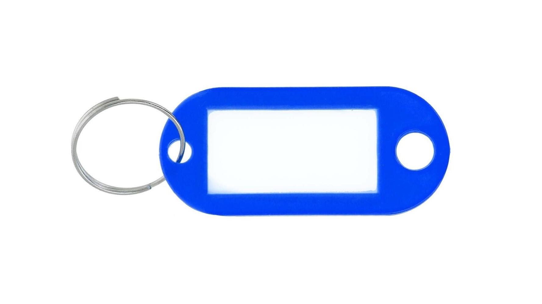 PACK 100 LLAVEROS PORTA ETIQUETAS PLASTICO WESTCOTT COLOR AZUL
