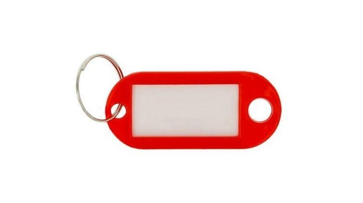 PACK 100 LLAVEROS PORTA ETIQUETAS PLASTICO WESTCOTT COLOR ROJO