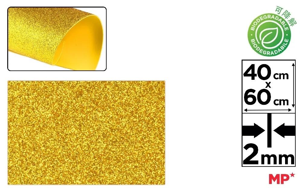 GOMA EVA CON PURPURINA BIODEGRADABLE MP 40X60CM ESPESOR 2MM COLOR ORO VIEJO