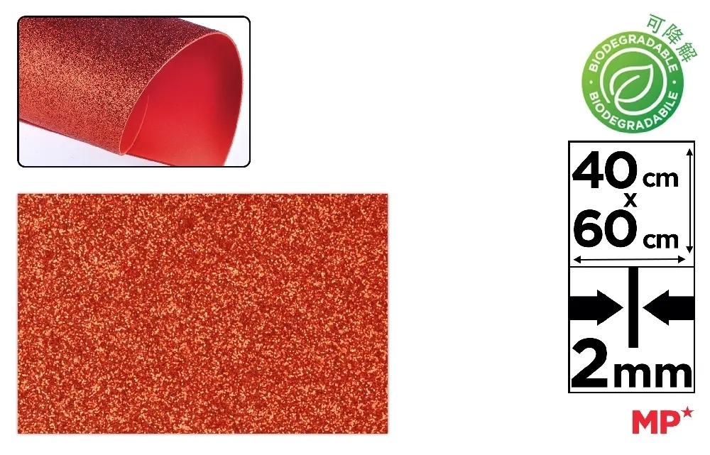 GOMA EVA CON PURPURINA BIODEGRADABLE MP 40X60CM ESPESOR 2MM COLOR ROJO NAVIDAD