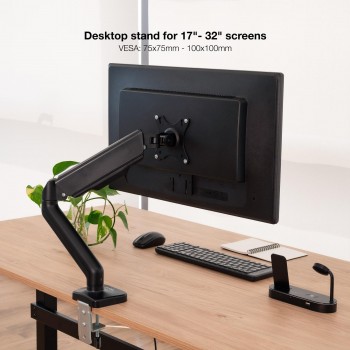 SOPORTE DE MESA TOOQ GIRATORIO E INCLINABLE 1 BRAZO PARA TV / MONITOR 9KG