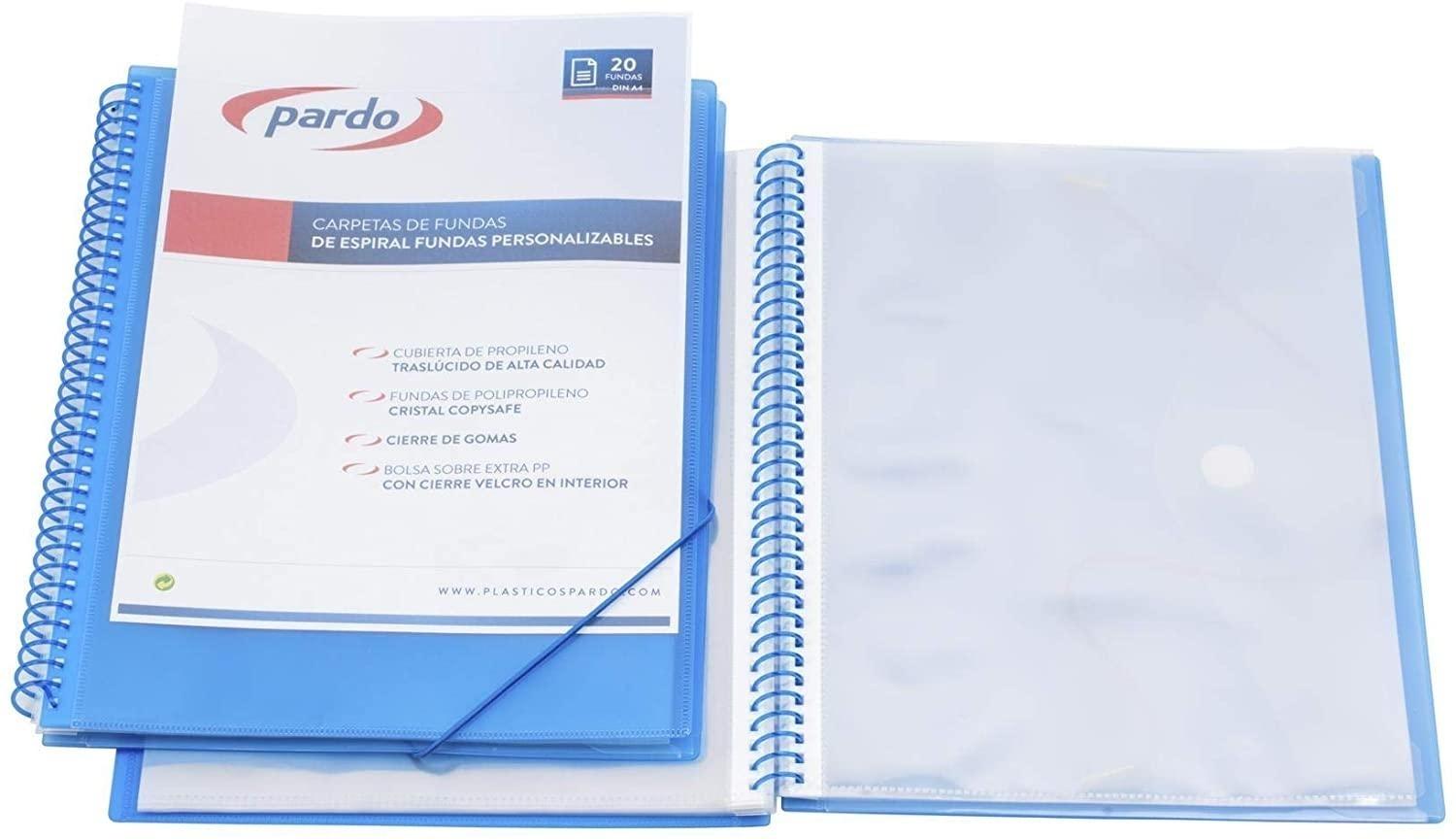CARPETA 80 FUNDAS ESPIRAL PARDO STUDIO STYLE POLIPROPILENO FOLIO AZUL