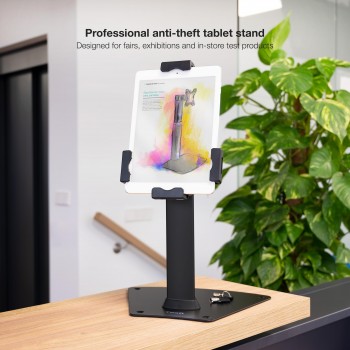 SOPORTE DE MESA PROFESIONAL TOOQ PARA TABLET CON ANTIRROBO COLOR NEGRO