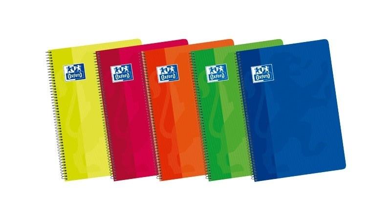 CUADERNO ESPIRAL OXFORD TAPA BLANDA FOLIO 80 HOJAS CUADRICULA 4 MM COLORES SURTIDOS