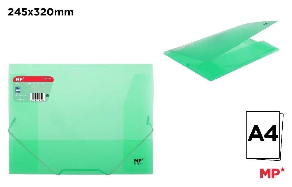 CARPETA CON SOLAPAS Y GOMAS MP POLIPROPILENO TRANSLUCIDO VERDE MANZANA