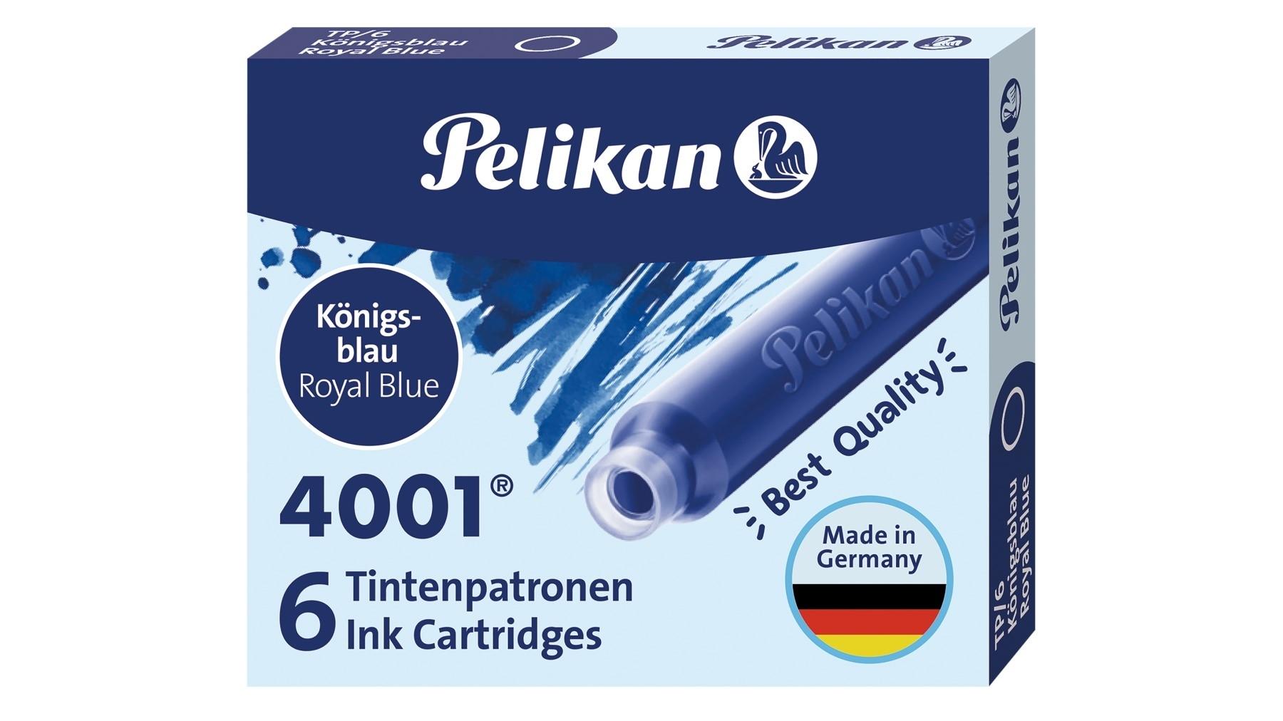 CAJA 6 CARTUCHOS RECAMBIO PLUMA ESTILOGRAFICA 301176 PELIKAN 4001 COLOR AZUL REAL