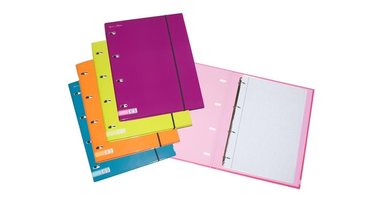 CARPEBLOC ANCOR CARPETA 4 ANILLAS CON RECAMBIO CUADRICULADO 4X4MM CIERRE CON GOMA COLORES SURTIDOS