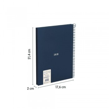 CUADERNO TAPA EXTRADURA A5 80 HOJAS 95 G. CUADROS 5X5 MILAN SERIE 1918 COLOR AZUL