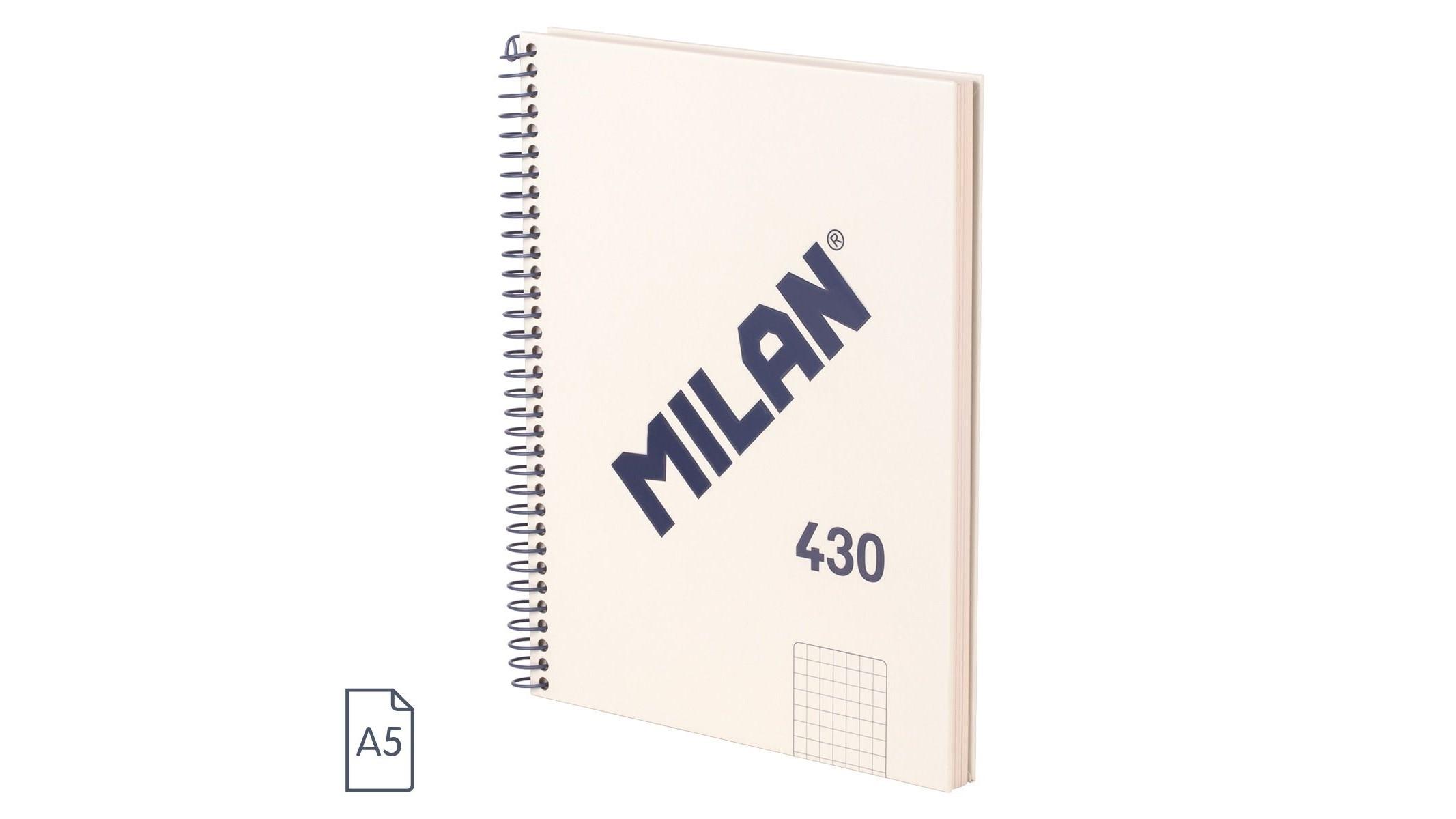 CUADERNO TAPA EXTRADURA A5 80 HOJAS 95 G. CUADROS 5X5 MILAN SERIE 1918 COLOR BEIGE