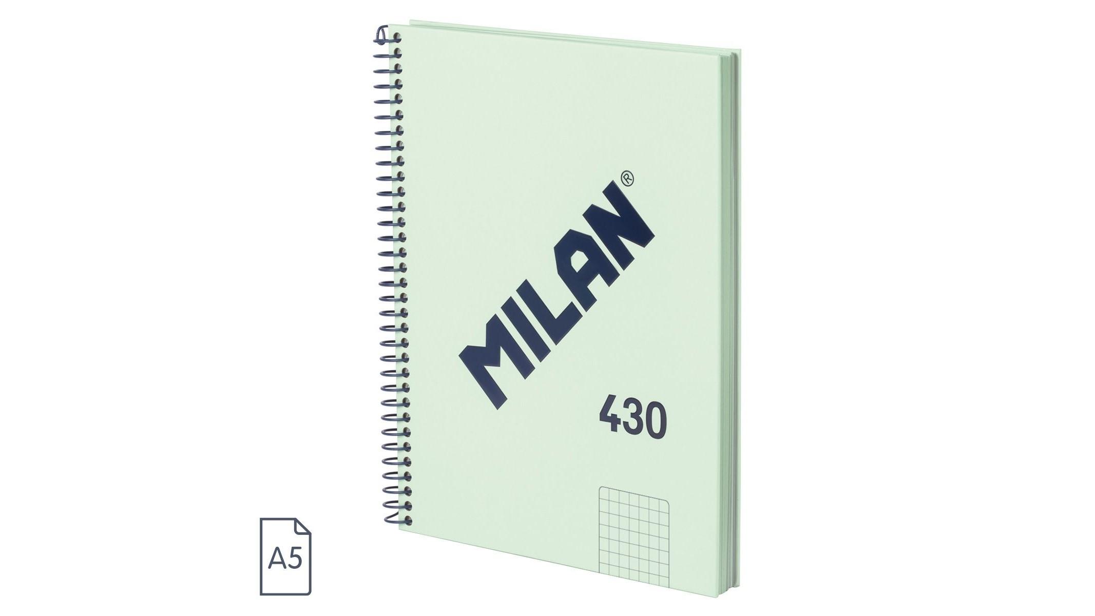 CUADERNO TAPA EXTRADURA A5 80 HOJAS 95 G. CUADROS 5X5 MILAN SERIE 1918 COLOR VERDE