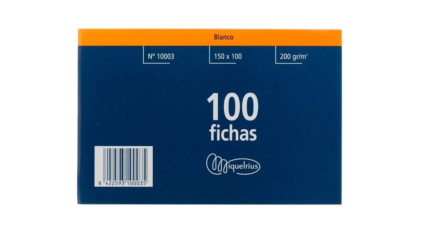 PAQUETE 100 FICHAS LISAS MIQUELRIUS Nº3 100X150MM