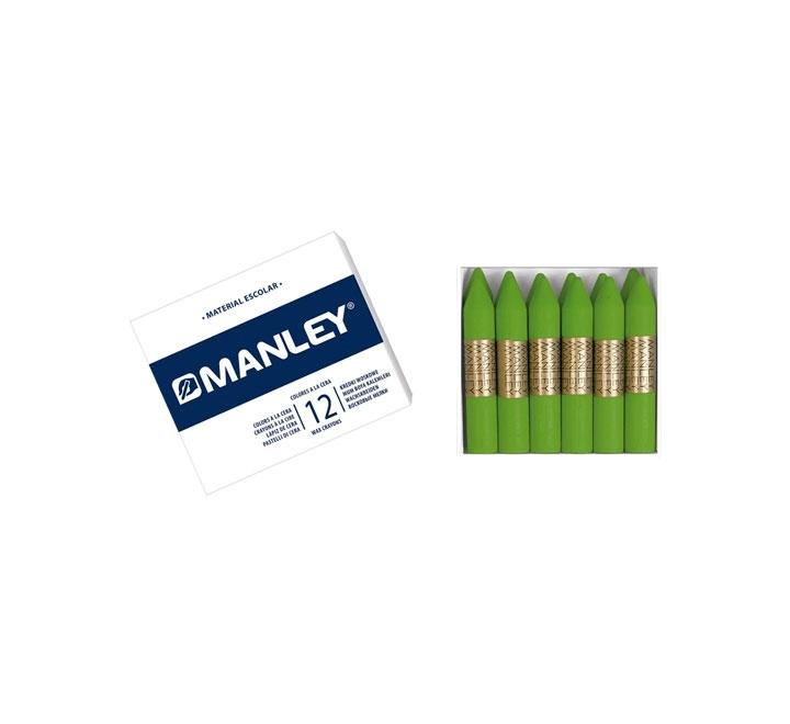 CAJA 12 CERAS MANLEY COLOR VERDE INTENSO