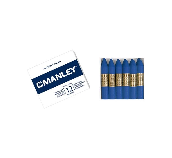 CAJA 12 CERAS MANLEY COLOR AZUL CIAN
