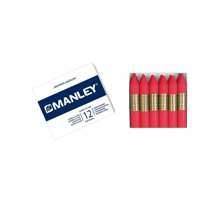 CAJA 12 CERAS MANLEY COLOR ROJO CLASICO