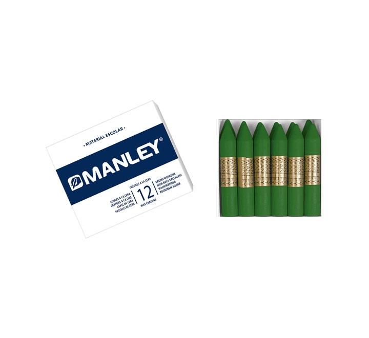CAJA 12 CERAS MANLEY COLOR VERDE NATURAL