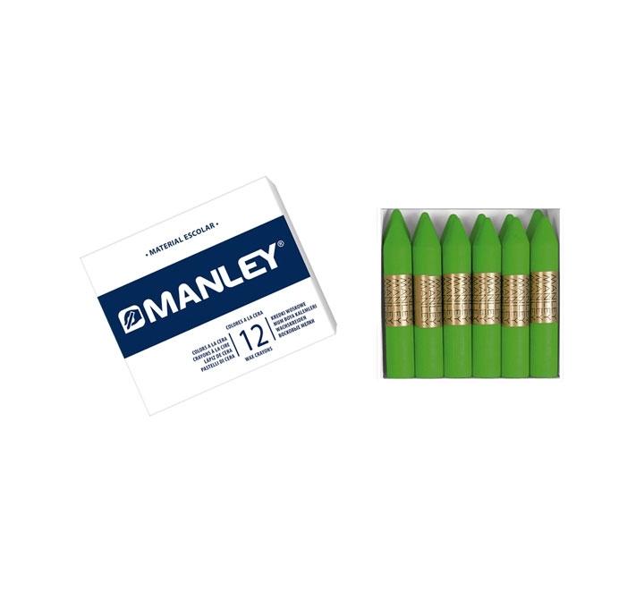 CAJA 12 CERAS MANLEY COLOR VERDE AMARILLENTO