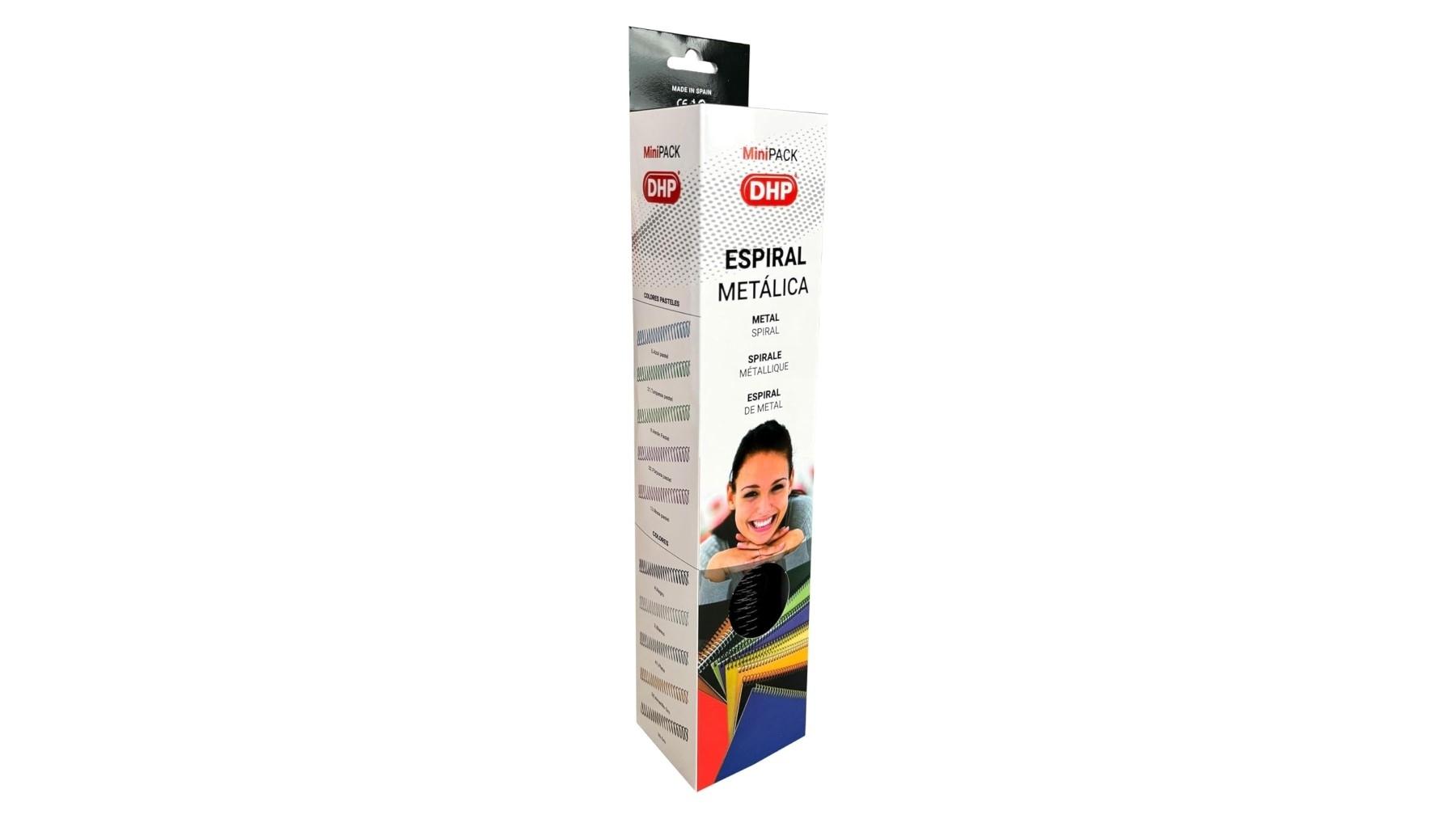 CAJA MINIPACK 25 ESPIRALES METALICOS DHP A4 18 MM PASO 64 5:1 COLOR NEGRO