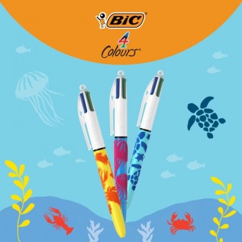 BOLIGRAFO BIC CUATRO COLORES VELOURS MOTIVOS NATURALEZA