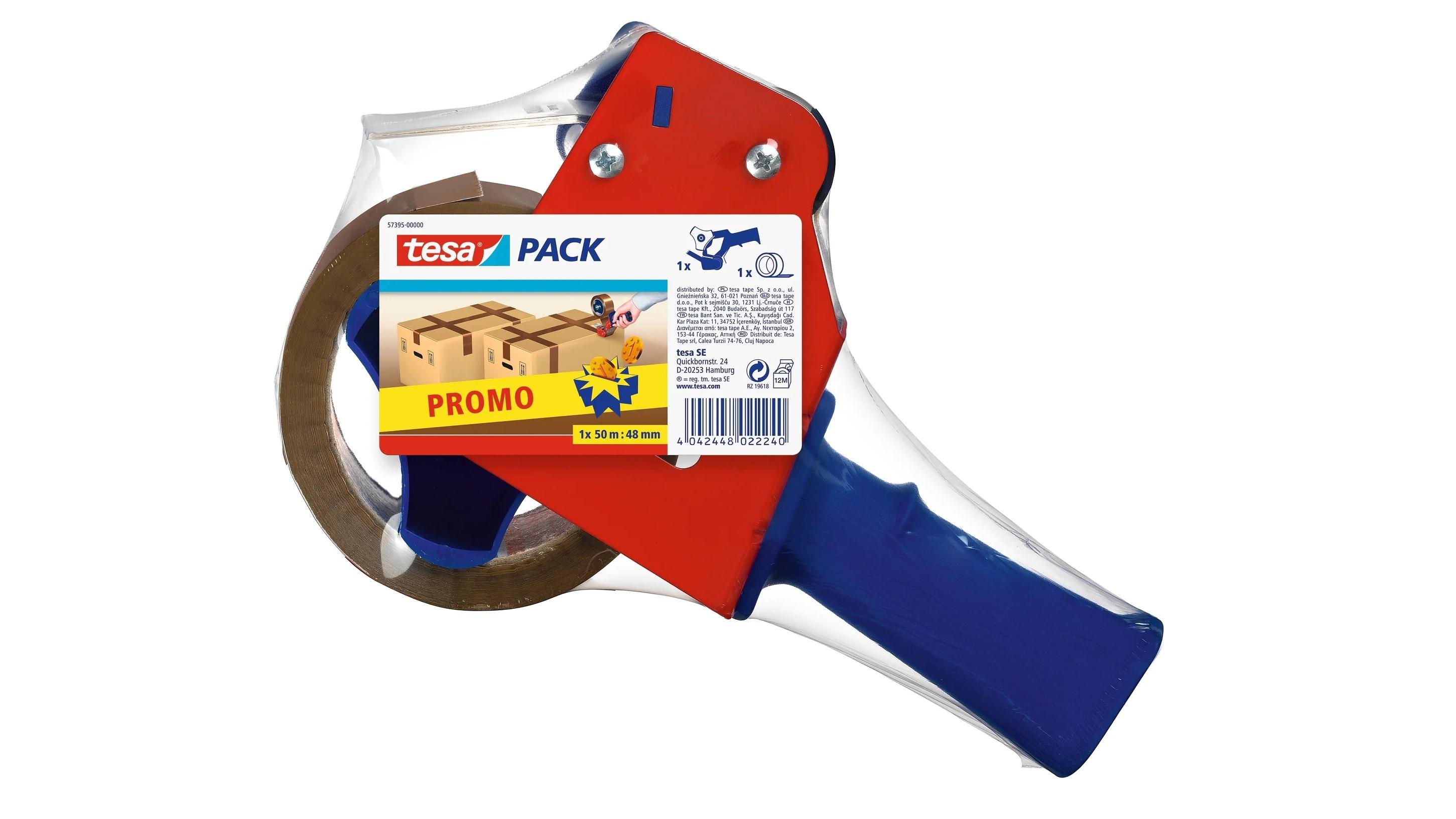 PACK MAQUINA DE PRECINTAR PORTARROLLOS TESA PROFESIONAL + 1 ROLLO 50MMX60M COLOR MARRON