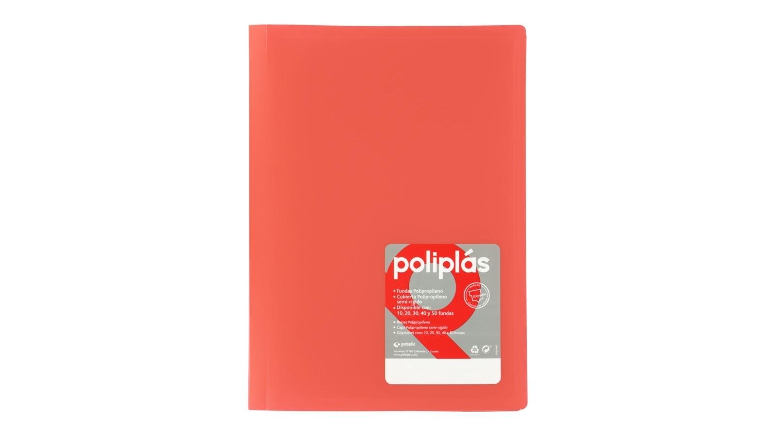 CARPETA 40 FUNDAS A4 GRAFOPLAS POLIPLAS OPACO COLOR CORAL