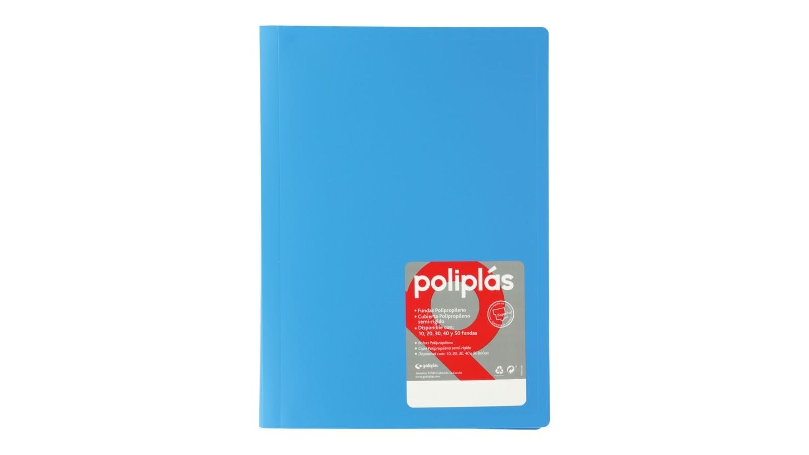 CARPETA 50 FUNDAS A4 GRAFOPLAS POLIPLAS OPACO COLOR AZUL CIELO