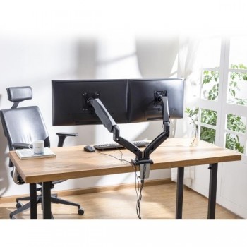 SOPORTE DE MESA EWENT EW1516 GIRATORIO E INCLINABLE 2 BRAZOS PARA MONITOR / TV 13"-34" COLOR NEGRO