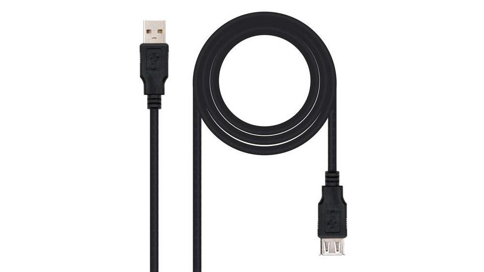 CABLE ALARGADOR NANOCABLE USB A 2.0 MACHO A USB A HEMBRA DE 1,8M COLOR NEGRO