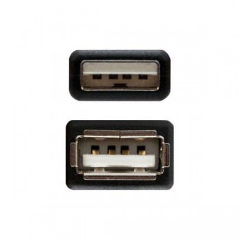 CABLE ALARGADOR NANOCABLE USB A 2.0 MACHO A USB A HEMBRA DE 1,8M COLOR NEGRO