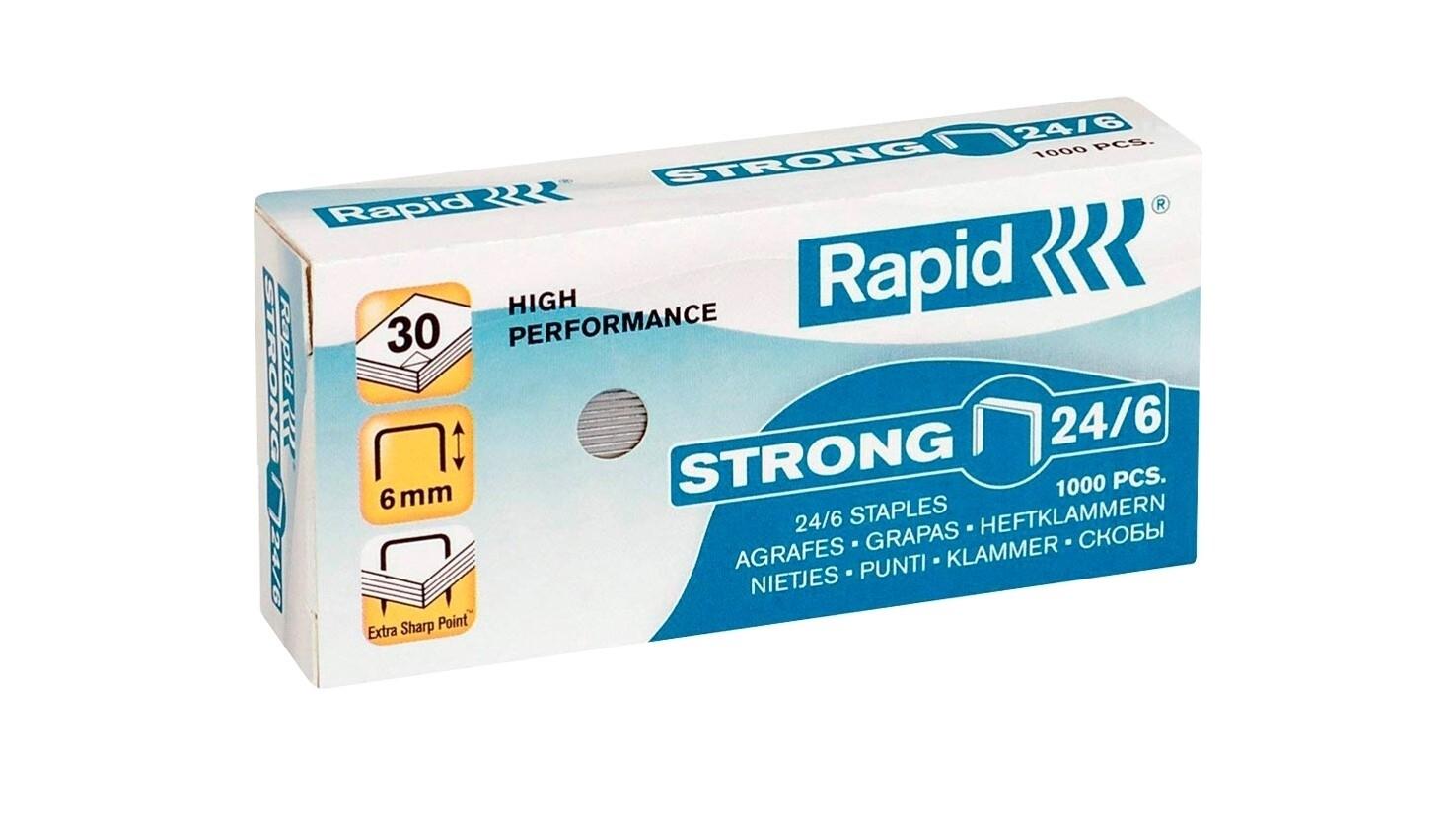 CAJA 1000 GRAPAS RAPID STRONG 24/6 GALVANIZADAS