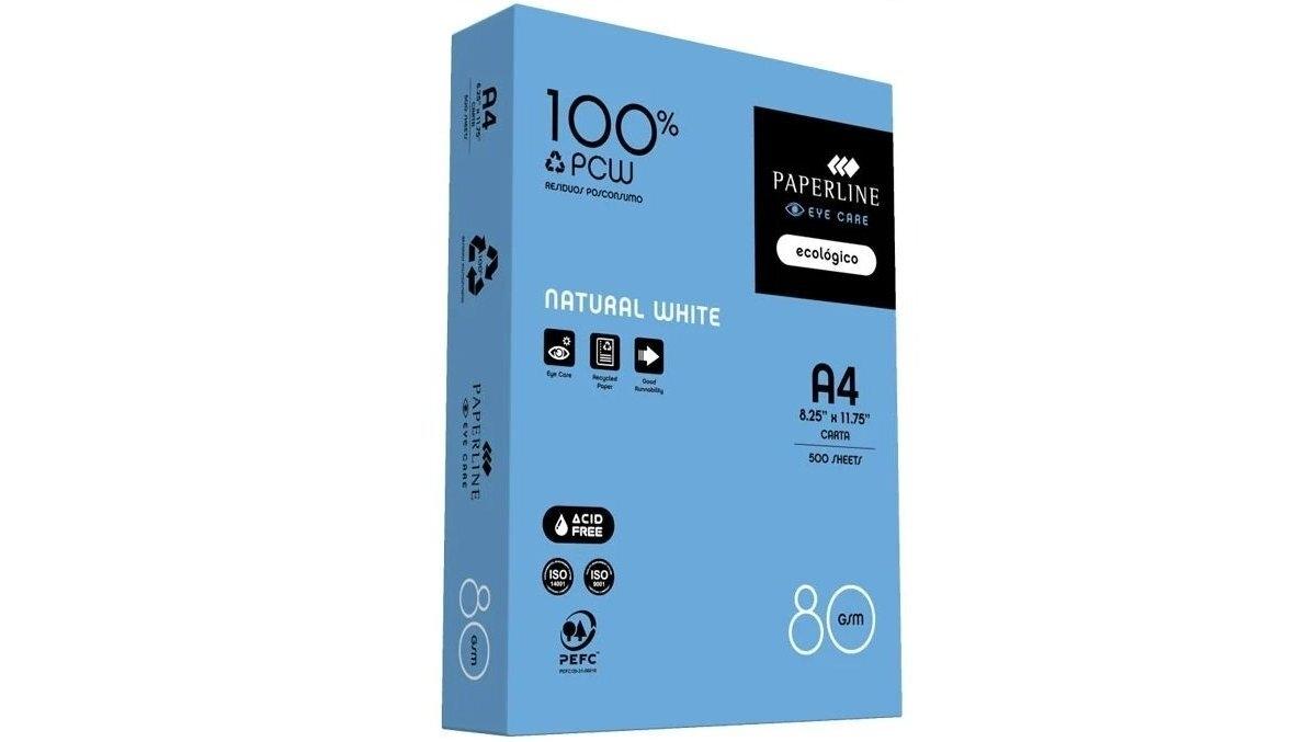 PAQUETE PAPEL FOTOCOPIADORA RECICLADO PAPERLINE EYE CARE DIN A4 80 GRAMOS 500 HOJAS