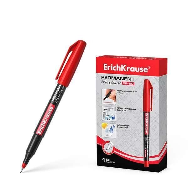 ROTULADOR PERMANENTE ERICHKRAUSE P-50 PUNTA F 0,6 MM COLOR ROJO