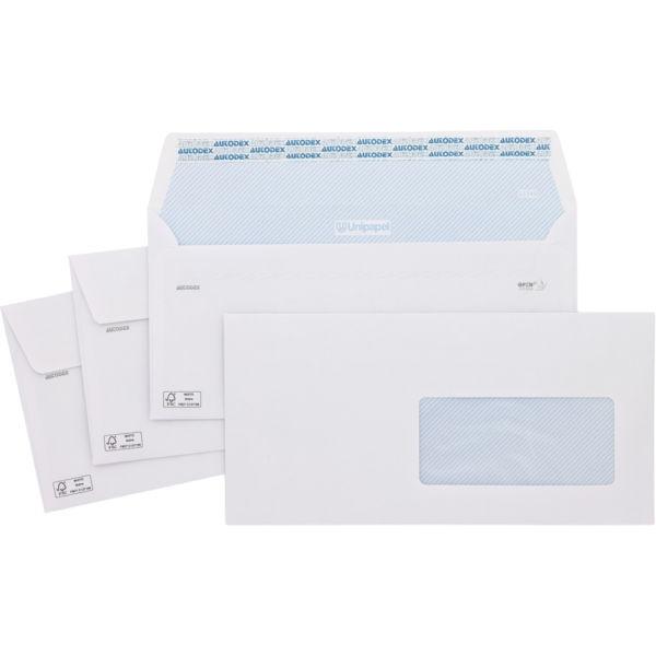 CAJA 500 SOBRES AMERICANOS BLANCOS VENTANA DERECHA 115X225 UNIPAPEL