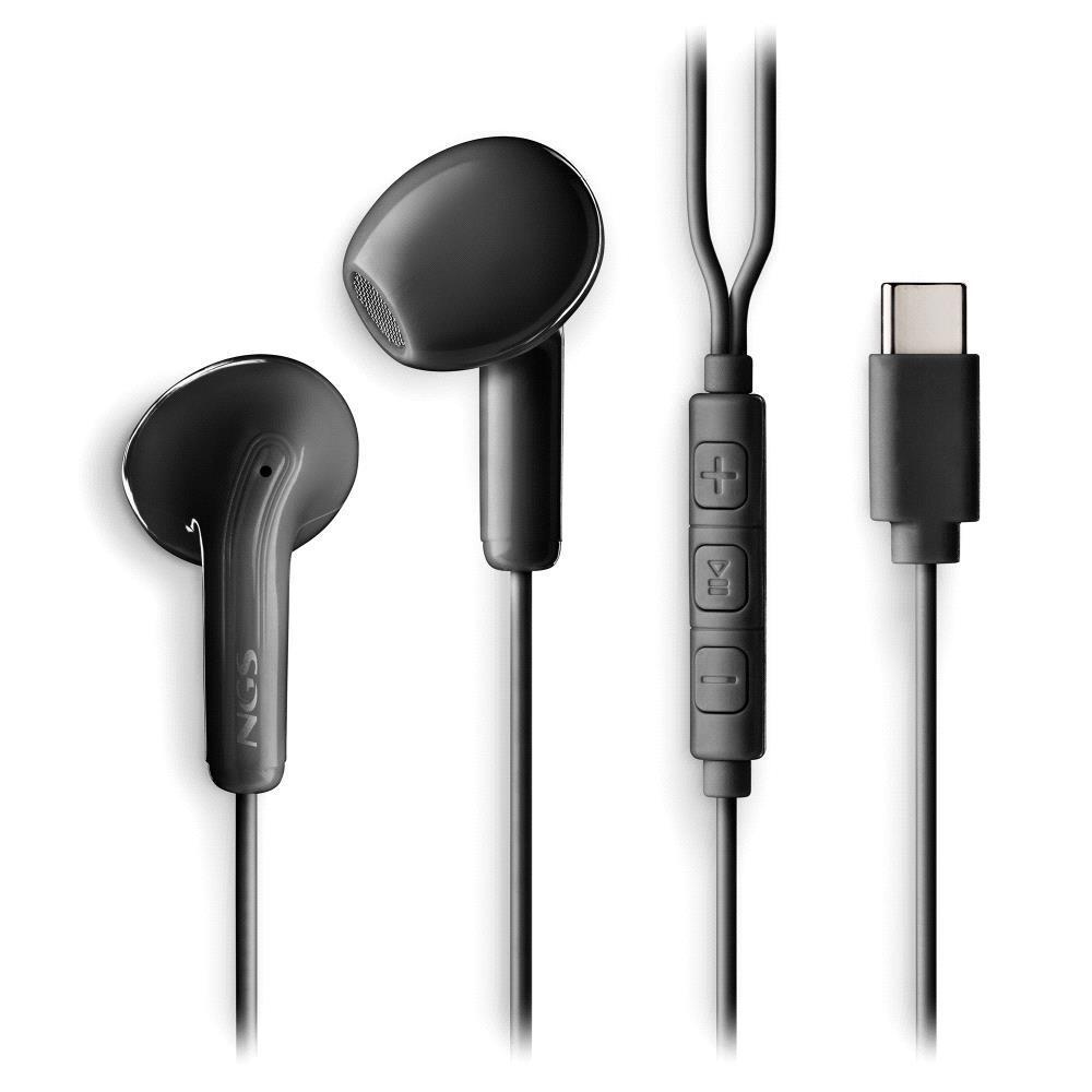AURICULARES NGS CROSS GLIDE CON MICROFONO USB C Y CONTROL DE VOLUMEN COLOR NEGRO
