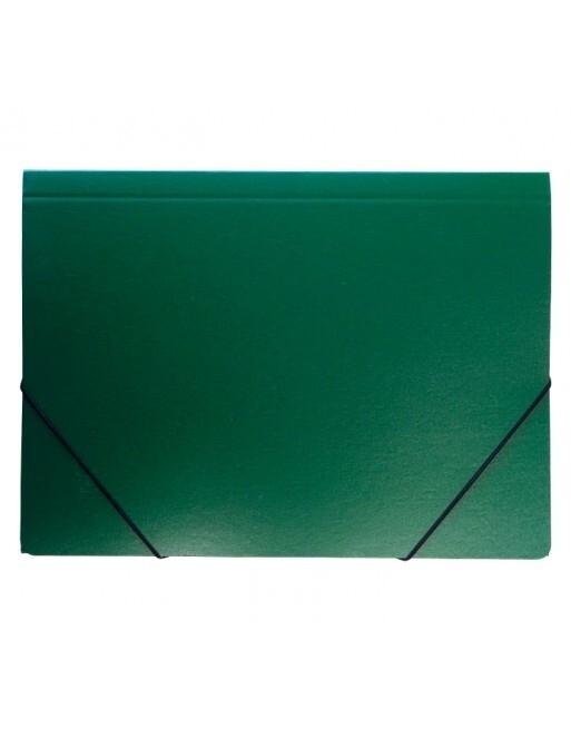 CARPETA MARIOLA CON GOMAS CARTON GOFRADO CON SOLAPAS COLOR VERDE