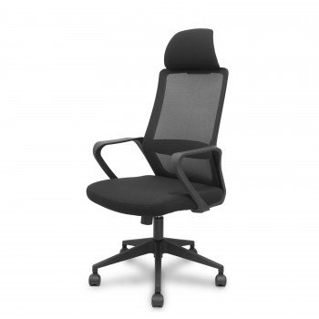 SILLA OPERATIVA PRO534 PIQUERAS Y CRESPO CON BRAZOS FIJOS Y CABECERO COLOR NEGRO