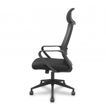 SILLA OPERATIVA PRO534 PIQUERAS Y CRESPO CON BRAZOS FIJOS Y CABECERO COLOR NEGRO