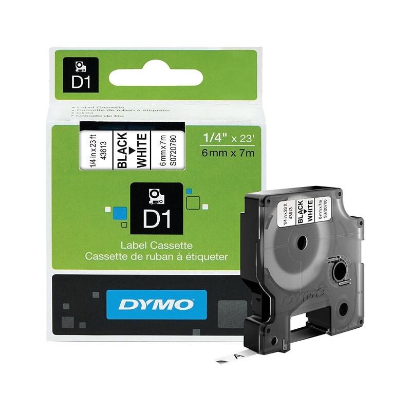 CINTA DYMO D1 NEGRO / TRANSPARENTE 6 MM S0720770 / 43610