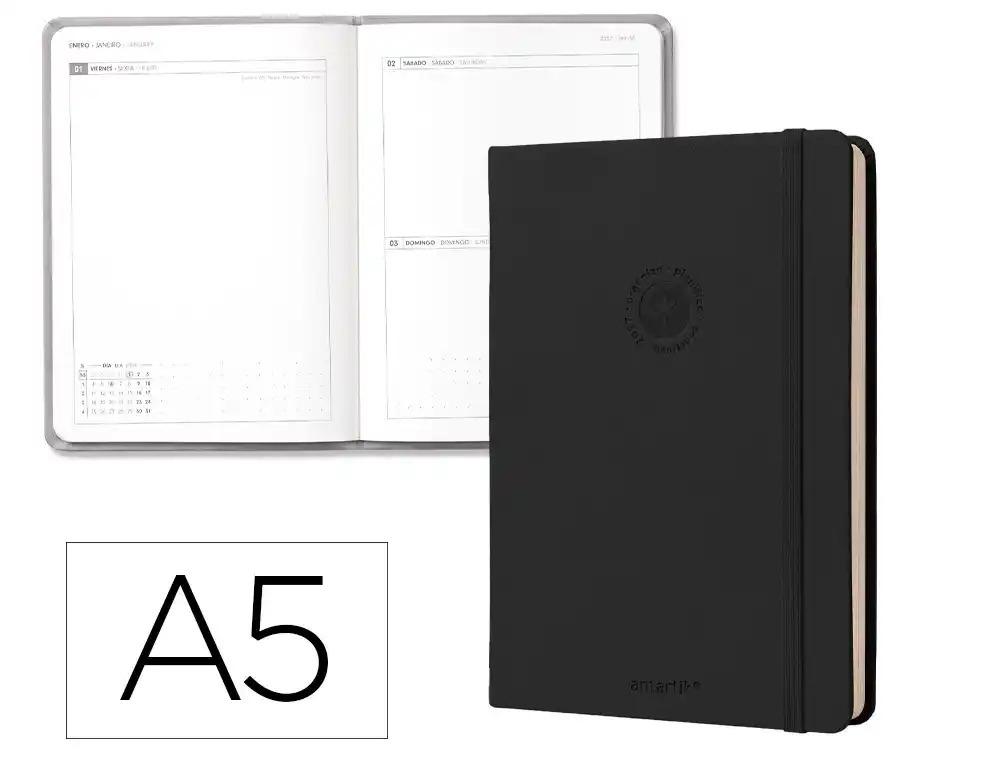 AGENDA OFICINA ANTARTIK 2027 ENCUADERNADA DIA PAGINA A5 BILINGUE A5 70G PAPEL FSC NEGRO