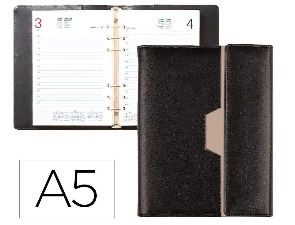 AGENDA ENCUADERNADA LIDERPAPEL 2027 NERO 15X21 CM DIA PAGINA BILINGUE 70G PAPEL FSC