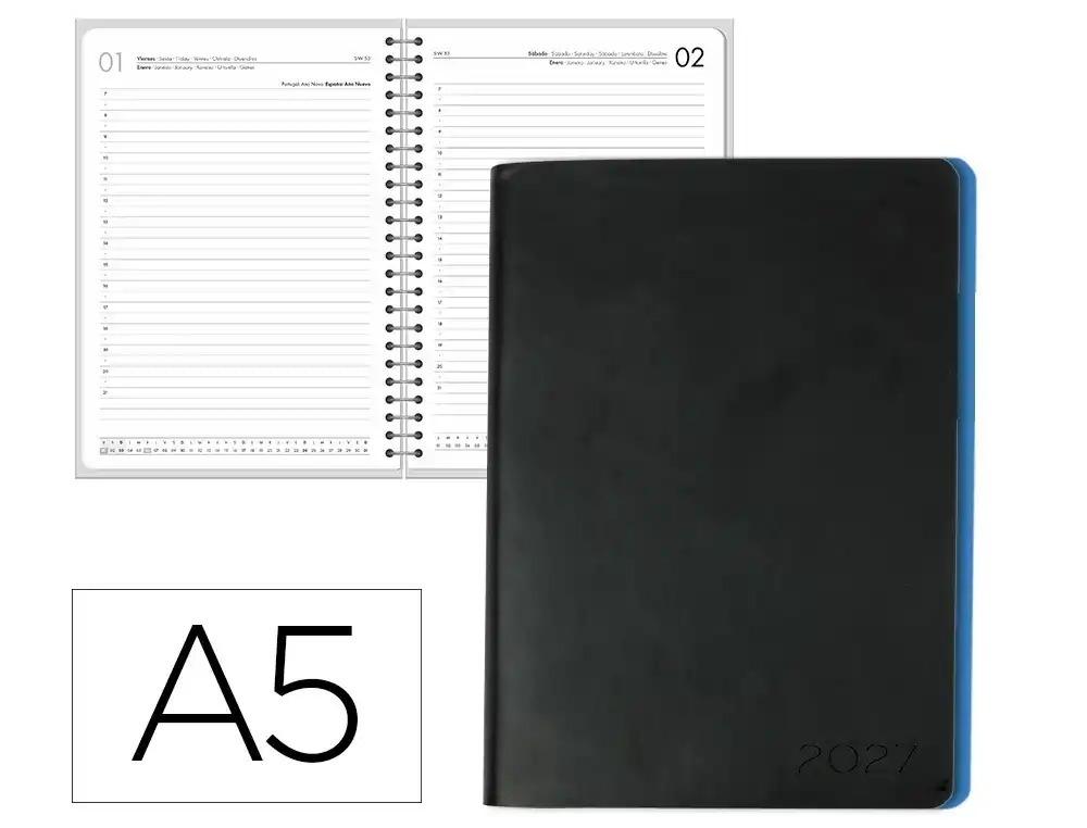 AGENDA OFICINA LIDERPAPEL 2027 ENCUADERNADA SIFNOS DIA PAGINA A5 BILINGUE 70G PAPEL FSC AZUL