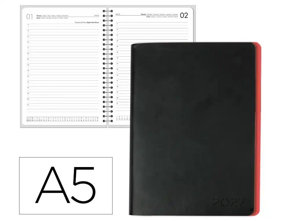 AGENDA OFICINA LIDERPAPEL 2027 ENCUADERNADA SIFNOS DIA PAGINA A5 BILINGUE 70G PAPEL FSC ROJO