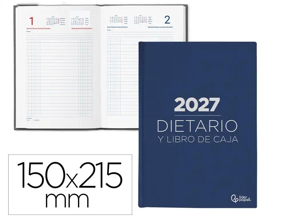DIETARIO LIDERPAPEL 2027 CUARTO 150X215 MM DIA PAGINA BILINGUE COLOR AZUL PAPEL 70 G FSC