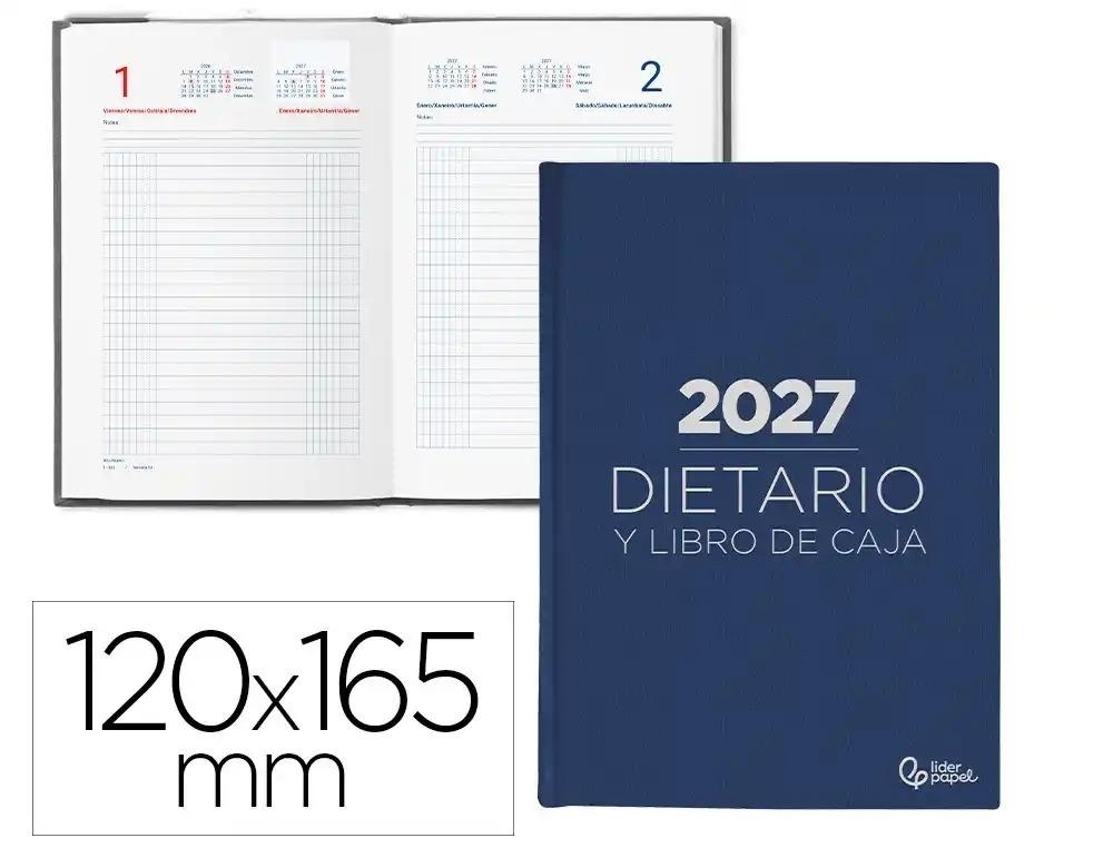 DIETARIO LIDERPAPEL 2027 OCTAVO 120X165 MM DIA PAGINA BILINGUE COLOR AZUL PAPEL 70 G FSC