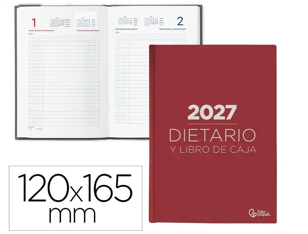 DIETARIO LIDERPAPEL 2027 OCTAVO 120X165 MM DIA PAGINA BILINGUE COLOR ROJO PAPEL 70 G FSC