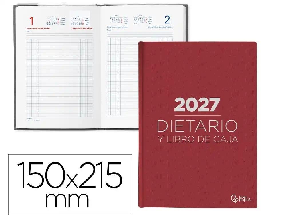 DIETARIO LIDERPAPEL 2027 CUARTO 150X215 MM DIA PAGINA BILINGUE COLOR ROJO PAPEL 70 G FSC