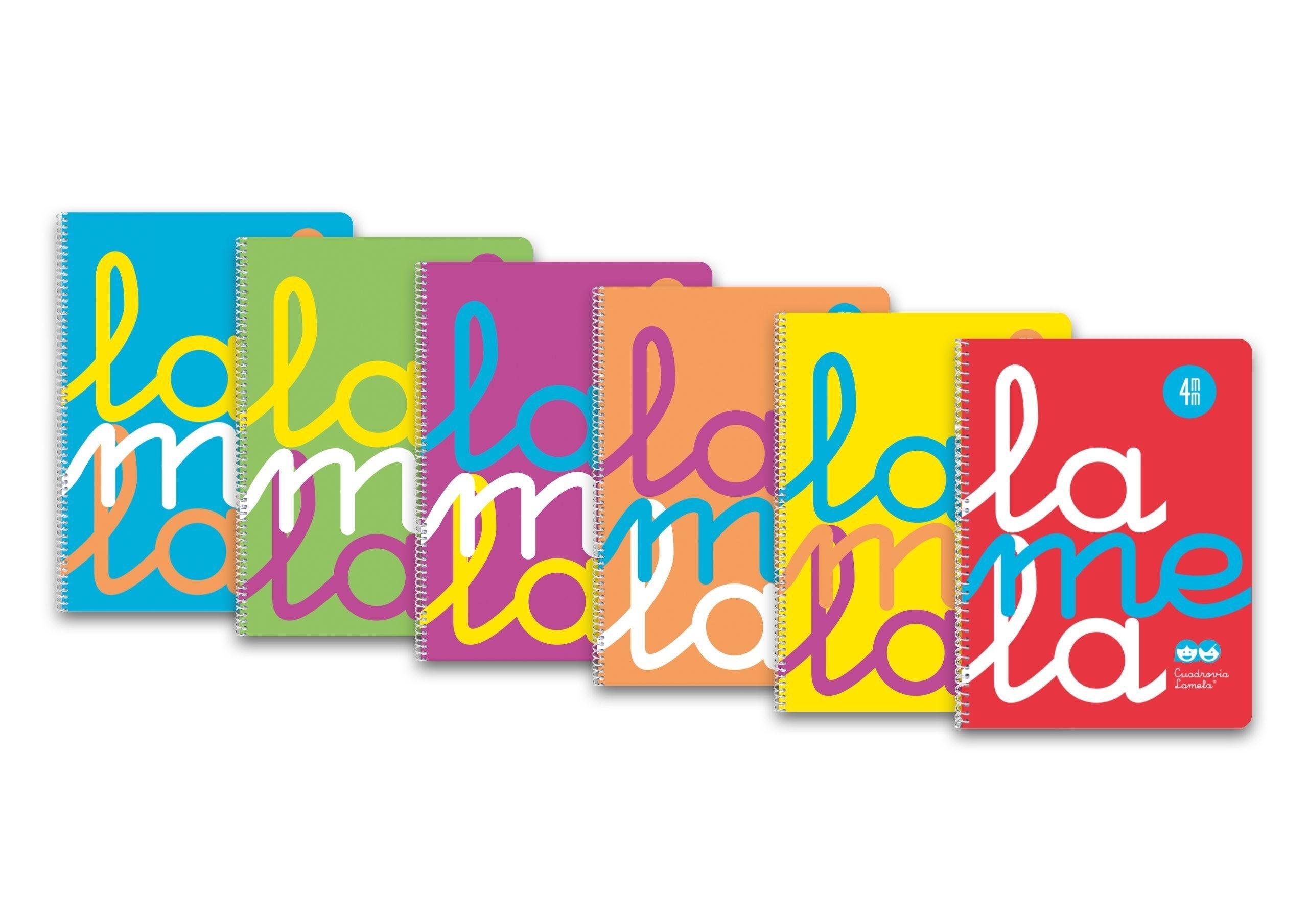 CUADERNO ESPIRAL LAMELA FOLIO 80 HOJAS CUADROVIA 4MM TAPA PLASTICO COLORES SURTIDOS