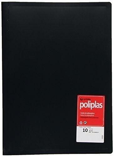 CARPETA 10 FUNDAS FOLIO GRAFOPLAS POLIPLAS OPACO COLOR NEGRO