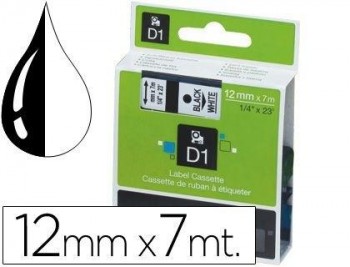 CINTA DYMO D1 NEGRO / BLANCO 12MM S0720530 / 045013